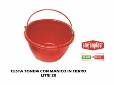 CESTA TONDA LT.20 CON MANICO FERRO ROSSO