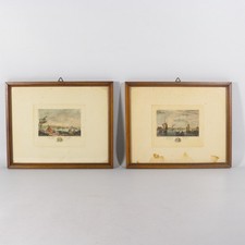COPPIA DI ANTICHE STAMPE FRANCESI MARINE PORTO DI CAMARET E BOULOGNE + CORNICI
