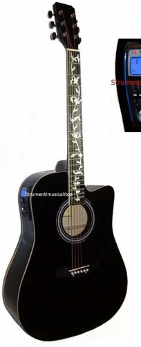 Chitarra acustica nera - chitarra,
