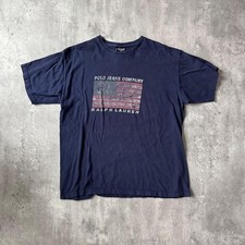 Polo Jeans Company Ralph Lauren Blu Navy Grafica T Shirt RL Bandiera Taglia S M