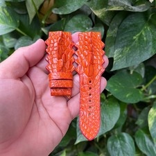 Cinturino da polso in vera pelle con fondello arancione fibbia, cinturino orologio personalizzato