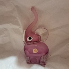 STATUINA ELEFANTE ROSA VETRO