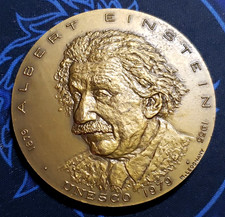 Médaille ALBERT EINSTEIN bronze UNESCO 1979 signée M. LEOGNANY mdp