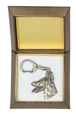 Dobermann - Argentato Portachiavi Con Cane IN Una Scatola Regalo, Handta