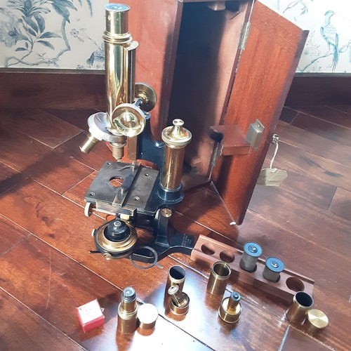Antico microscopio ottone - , w