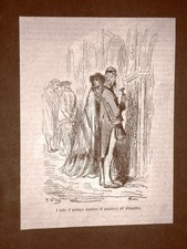 Incisione di Gustave Dorè del 1874 Azulejos majolica Alhambra Spagna Davillier