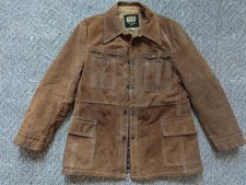 vintage 1970s split-suede COWHIDE sherpa coat 42 brown RANCHER cowboy western