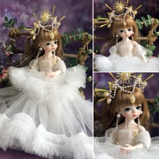 Bambola BJD 1/6 + abito da sposa bianco + occhi verdi + trucco viso omaggio set completo giocattolo