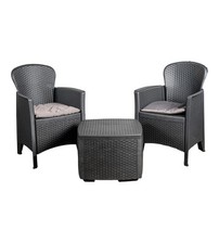 SET DA GIARDINO "TREE" IN POLIPROPILENE ANTRACITE 2 SEDUTE E TAVOLINO