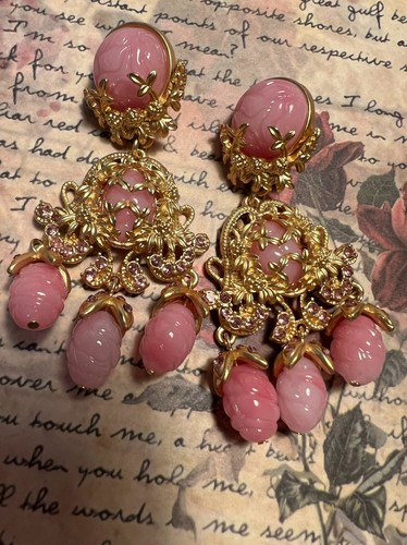 Orecchini goccia rosa vintage