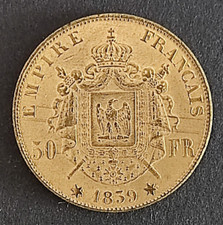FRANCIA 50 FRANCHI 1859 NAPOLEONE III IMPERATORE ORO PLACCATO GOLD