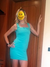 Vestito donna, abito aderente corto, pizzo, by ROCCOBAROCCO, azzurro, Tg.42