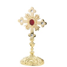 Reliquiario in ottone dorato