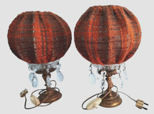 Graziosa coppia di lampade da tavolo in ottone e cristallo, Abat Jour, Venezia C.1950