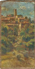 Dipinto Olio Tela Borgo
