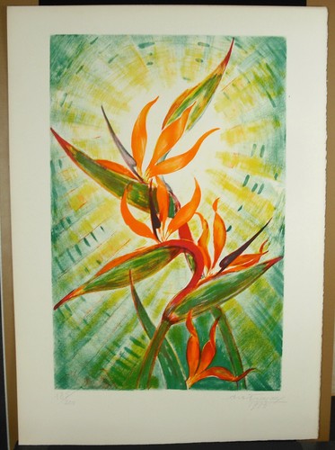 Estampe florale c1980 - , num