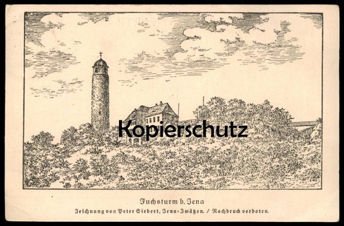 Antica cartolina jena - jena, fuchturm