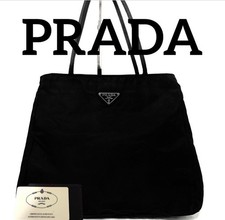 Borsa tote PRADA Authentic, borsa a tracolla, nylon nero Spedizione...