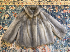 Cappotto pelliccia visone zaffiro blu grigio 100% vero design nuovo