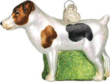 Jack Russell Terrier Vetro Soffiato Ornamento per Albero di Natale, Artigianale Holida