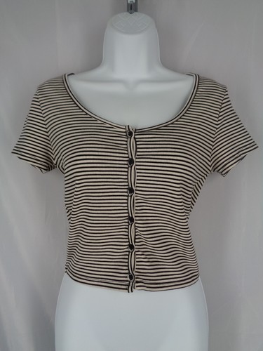 Crop top lulu nero - crop, righe