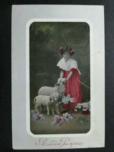 Cartolina buona pasqua bambina - cartolina,