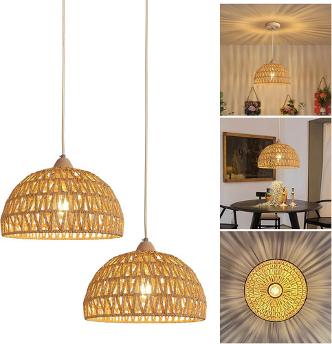 2pezzi lampadario rattan - 2pezzi,