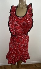 Grembiule cucina vintage bavaglino completo bandana rossa cravatta schiena tradizionale moglie cottura