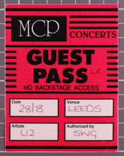 U2 Bono The Edge Ospite Pass Biglietto Originale Popmart Tour 28 Agosto Leeds