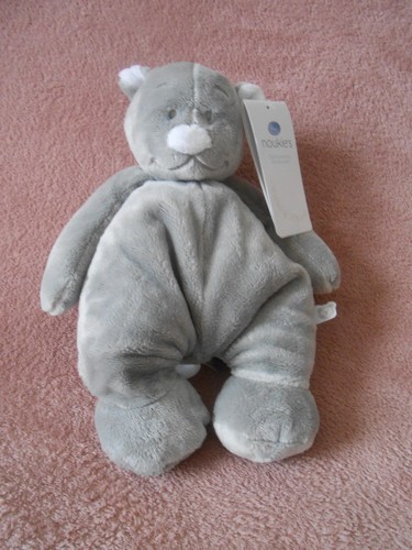 Doudou peluche ours gris - , blanc