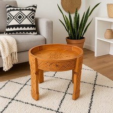 Tavolino Marocchino in Legno Intarsiato ⌀50 cm h 40 cm – Artigianato Berbero