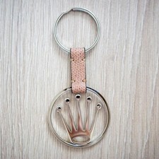 ROLEX Portachiavi Originale Corona Logo Pelle Novità Nuovo Con Scatola Raro Giappone