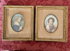 Coppia miniature con cornice dorata firmate Melocchi XXsec U803
