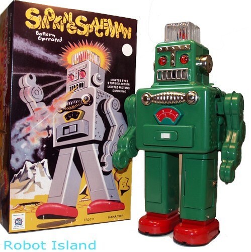 Smoking spaceman robot green - robot,