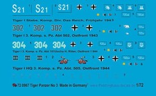 1/72 Tag per Tiger I Carro Armato No 3 967
