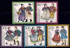 Germania 1993 Costumi Vestiti Danza Popolare Musica Danza Fondo Benessere 5v MNH