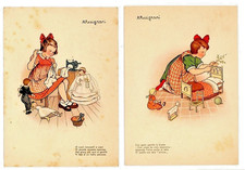 RESIGNANI LOTTO DUE CARTOLINE BIMBE E BAMBOLE VIAGGIATE (2/23)