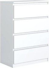 Cassettiera Bianca Opaca con 4 cassetti 70 cm Soggiorno Corridoio