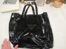 Guess black vinyl tote bag