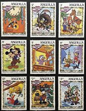 Anguilla 1983 Disney, albero di Natale, spessori, Topolino, Donald, giocattoli, campane, orologio, MNH