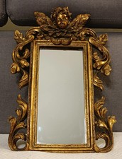 ANTICO SPECCHIO IN LEGNO DORATO CON PUTTO STILE ART NOUVEAU - VINTAGE ELEGANTE