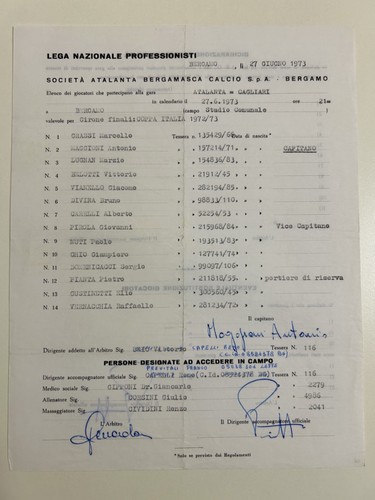 Atalanta vs cagliari - 27/06/73,