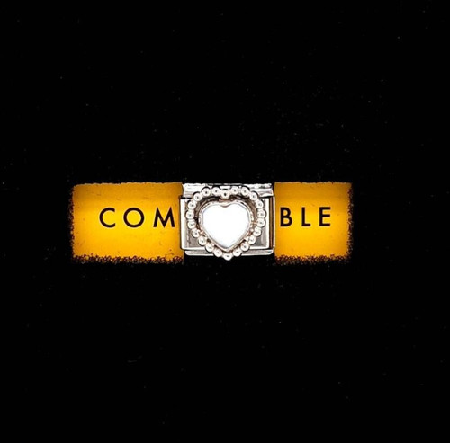 Charm cuore opale bianco link - cuore,