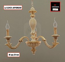 LAMPADARIO LEGNO 3 LUCI