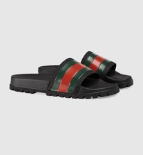 Gucci Web Sandalo da uomo in gomma con slide - Gomma nera, taglia 46