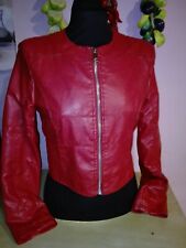 Chiodo Donna ecopelle rosso zip cerniera S nuovo