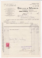 Fattura Biella Vini Da Pasto Viti Americane Sella & Mosca 1937 QX3697