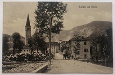 Cartolina Arsiè animata carrozza campanile Belluno Veneto paesaggistica T10