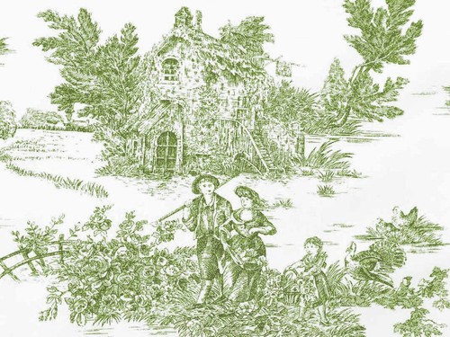 Toile jouy verde medio - toile, de