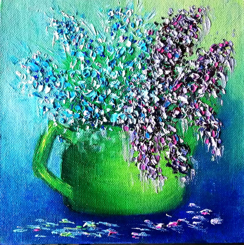 Dipinto olio lilla fiori - dipinto,